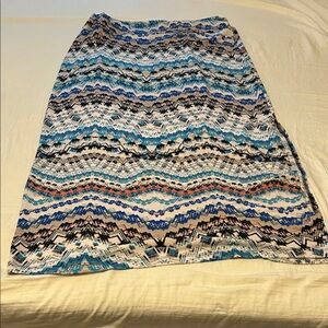 Passport Multicolor Patterned Maxi Skirt w/side split